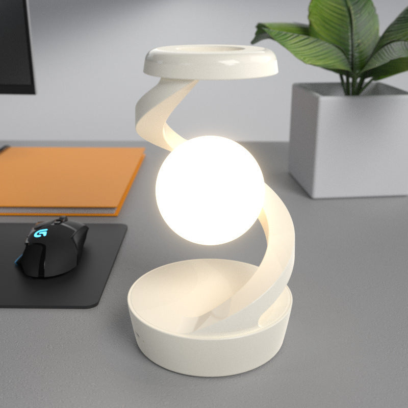 Lampe de bureau rotative en forme de lune avec capteur de charge sans fil pour téléphone, lampe de table décorative, petite lampe de nuit, décoration d'intérieur