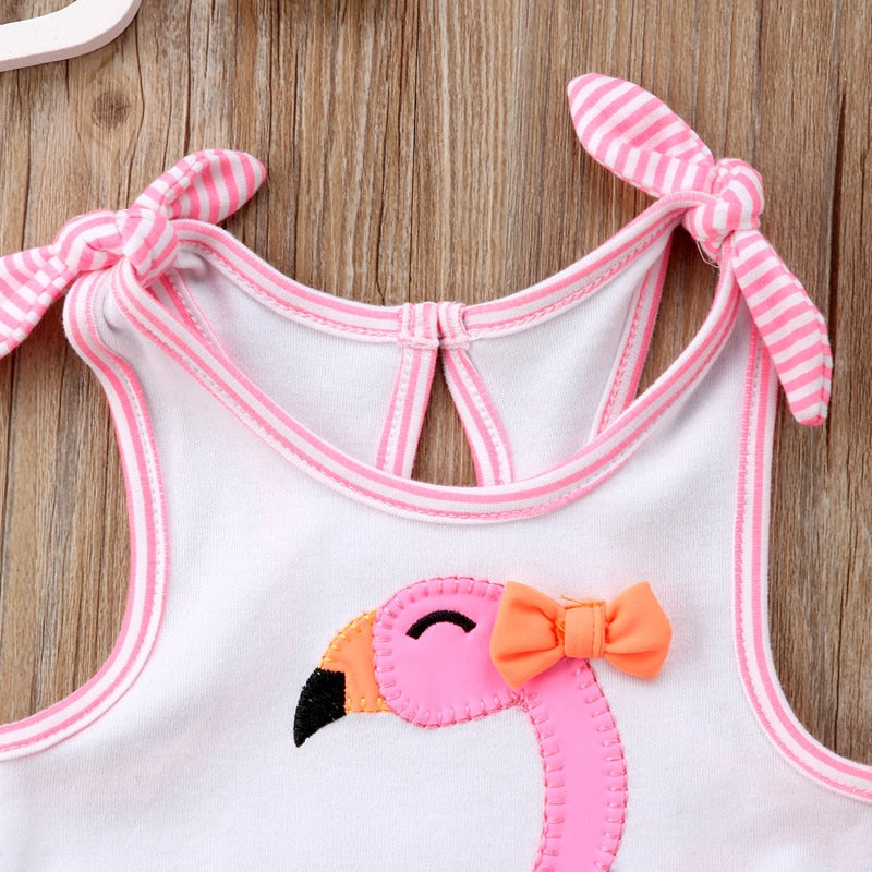 Newborn Baby Girl Romper Clothing Flamingo Flower Bow Romper Jumpsuit Outfits Beachwear Clothes