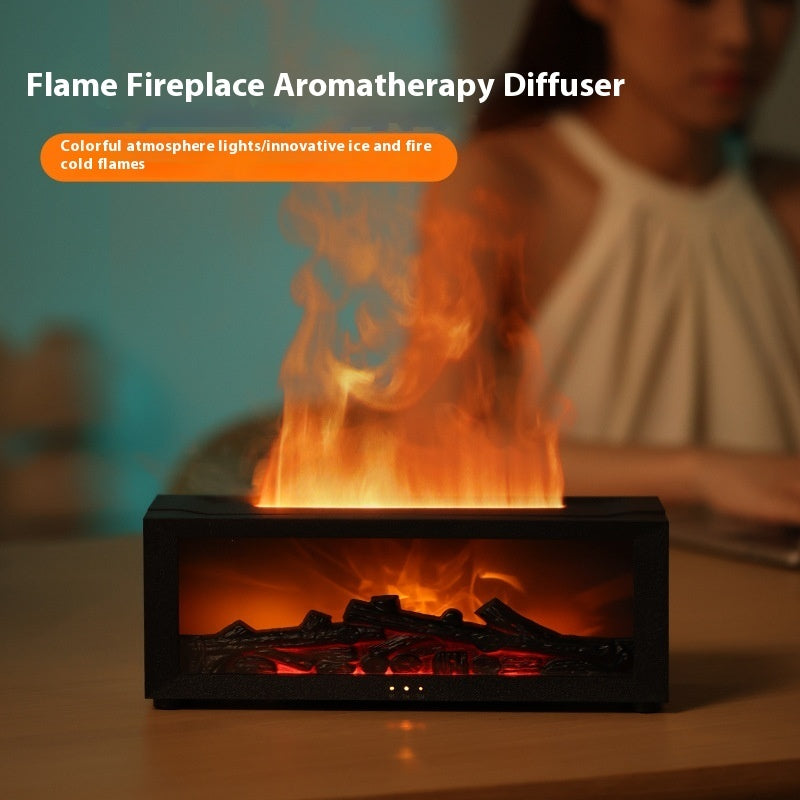 Flame Aromatherapy Machine Colorful Essential Oil Diffuser Home Large Fog Volume Flame Humidifier 3D Flame Fireplace Machine