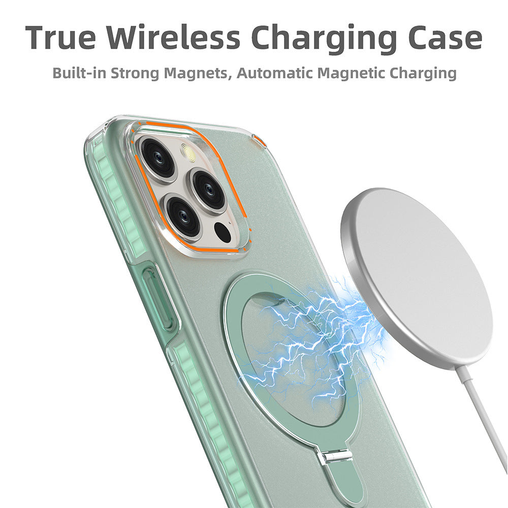 Colorful Magnetic Bracket Phone Case With Holder Stand Cover For Magesafe Magnetic Transparent Wireless Charge Case For Phone