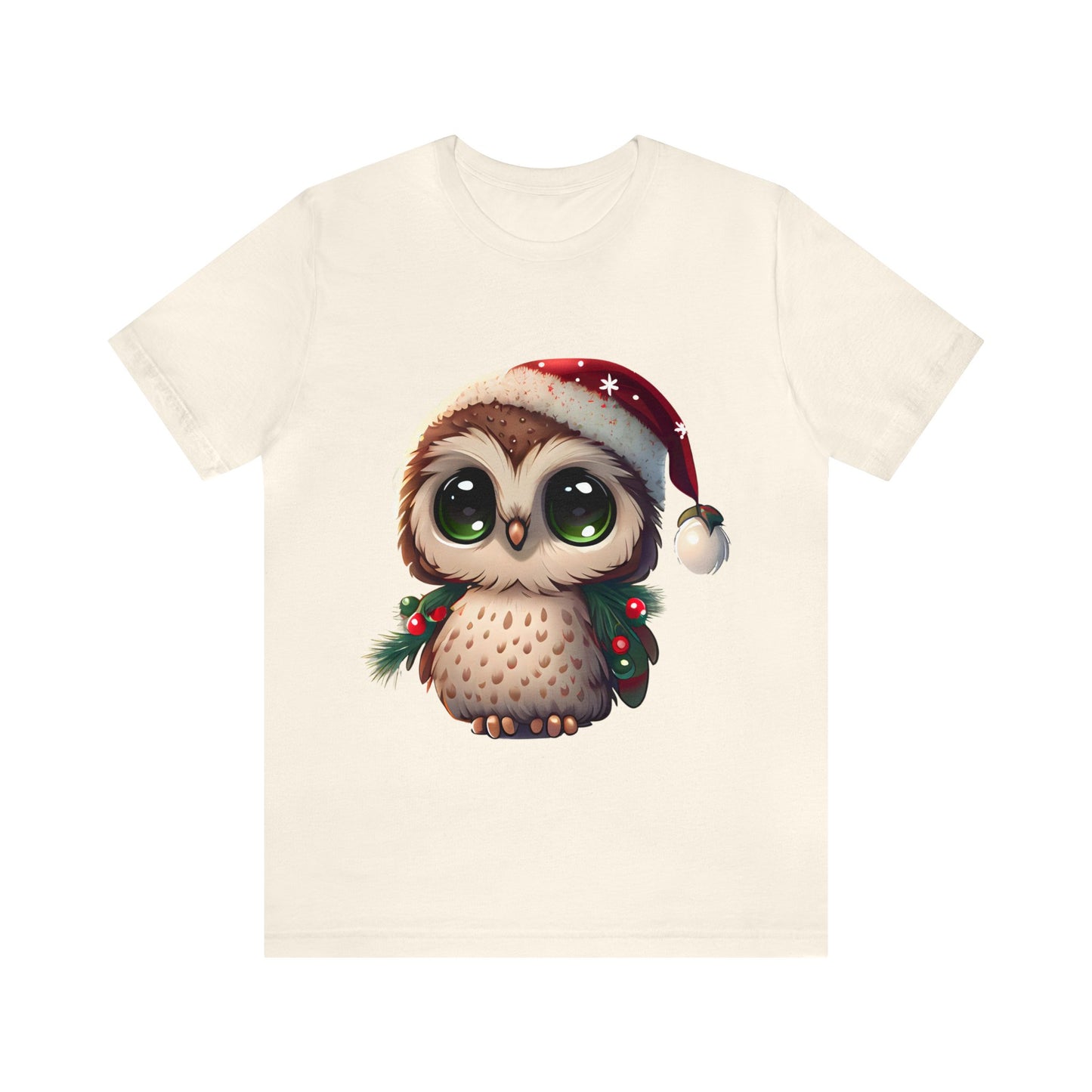 Christmas Owl, Short Sleeve T-Shirt, Men classic tee, Soft cotton, Comfortable Fit, Premium Quality, Enhanced Design, Lightweight Fabric