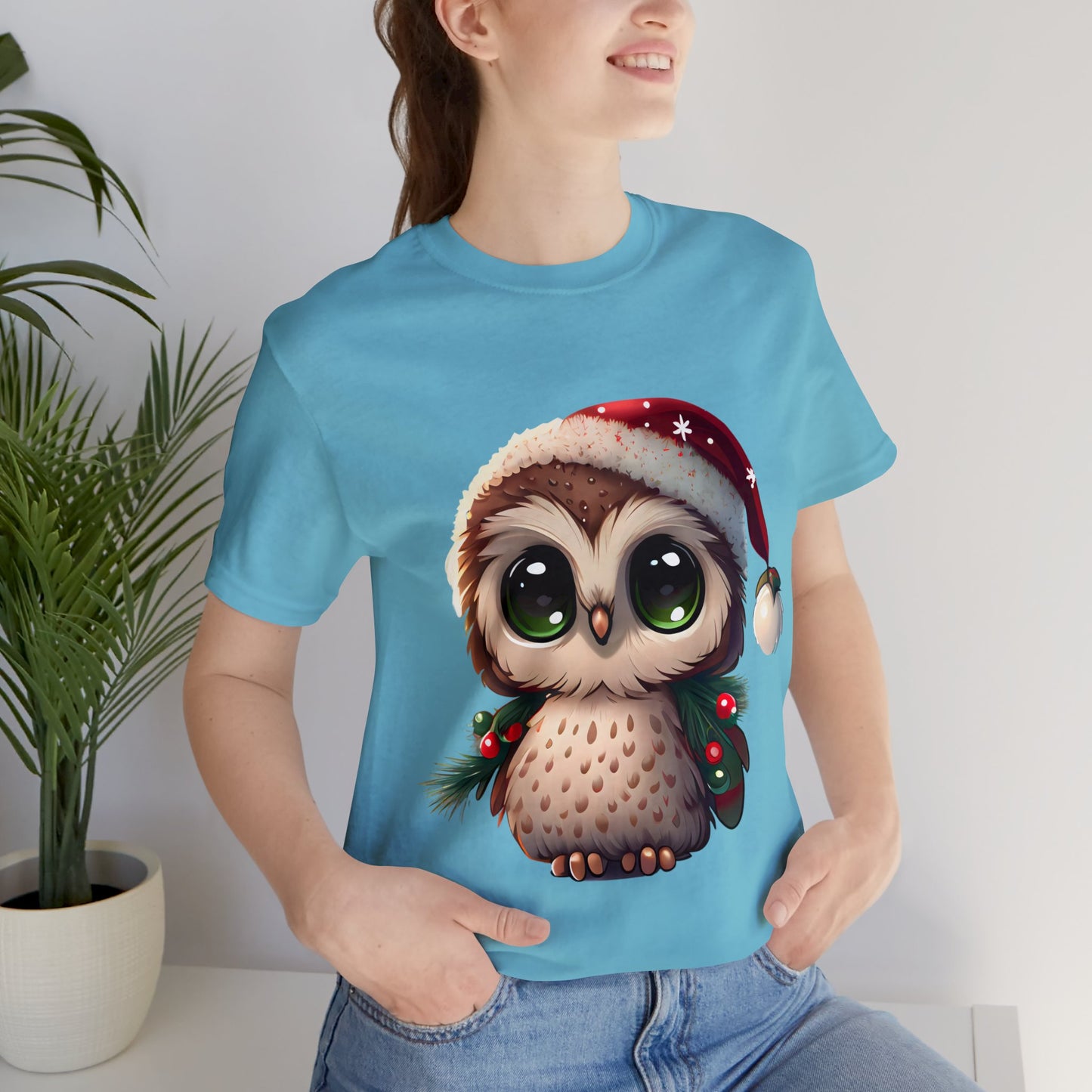 Weihnachtseule, Kurzarm-T-Shirt, klassisches Herren-T-Shirt, weiche Baumwolle, bequeme Passform, Premium-Qualität, verbessertes Design, leichter Stoff 