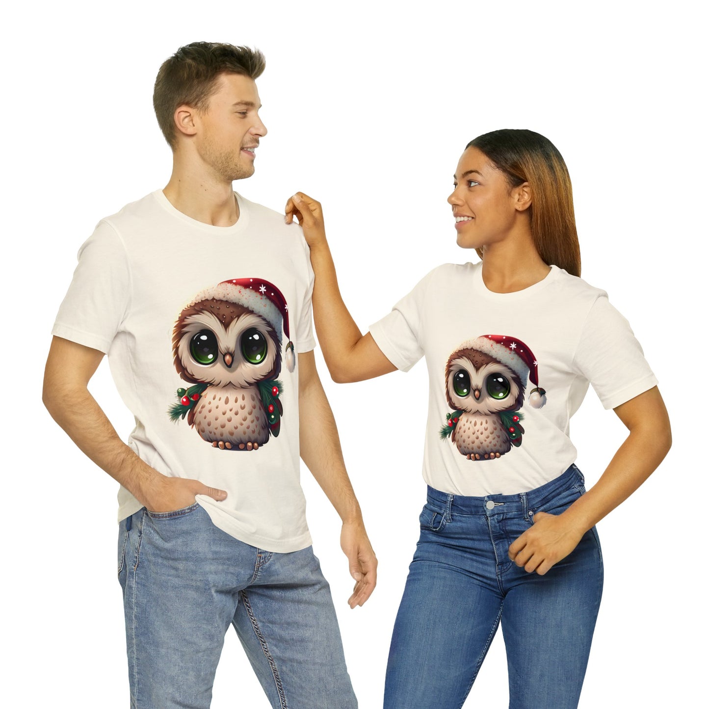 Weihnachtseule, Kurzarm-T-Shirt, klassisches Herren-T-Shirt, weiche Baumwolle, bequeme Passform, Premium-Qualität, verbessertes Design, leichter Stoff 