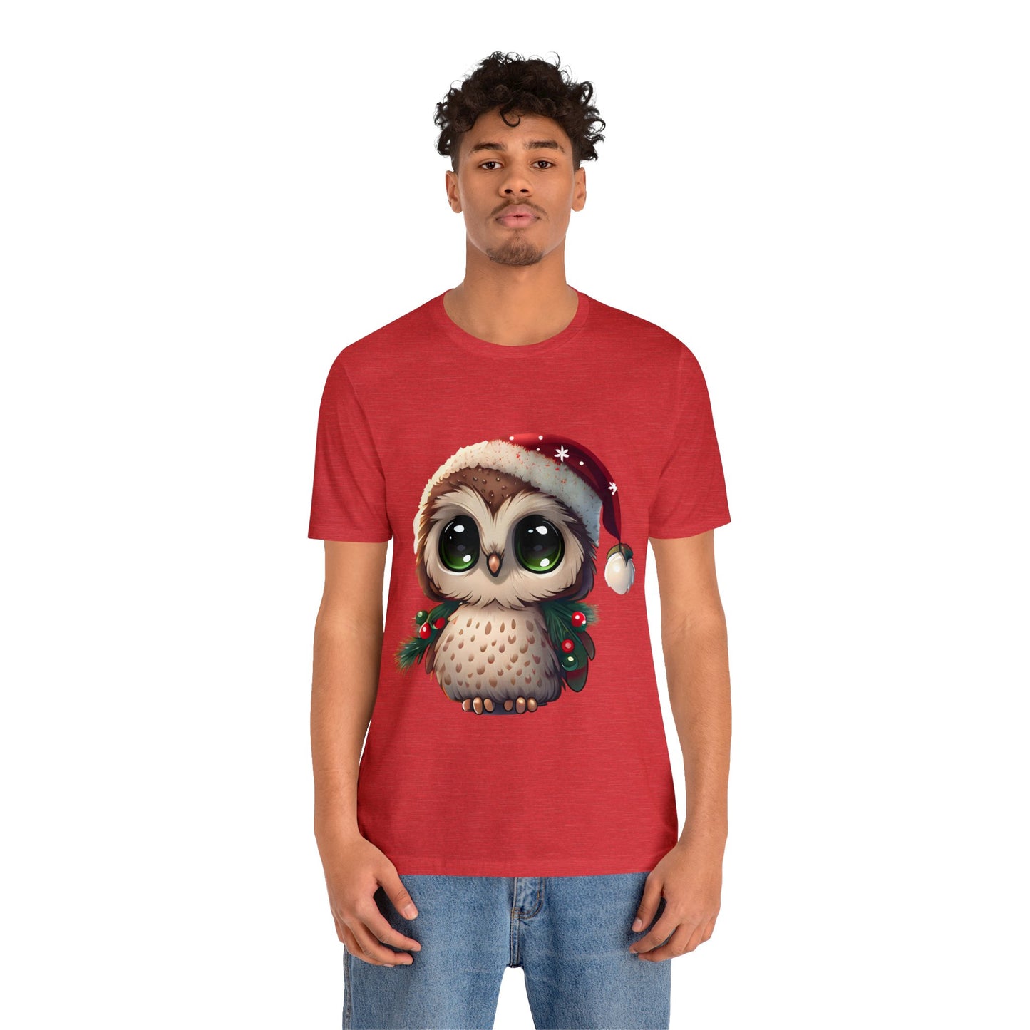 Hibou de Noël, T-shirt à manches courtes, tee-shirt classique pour hommes, coton doux, ajustement confortable, qualité supérieure, design amélioré, tissu léger 