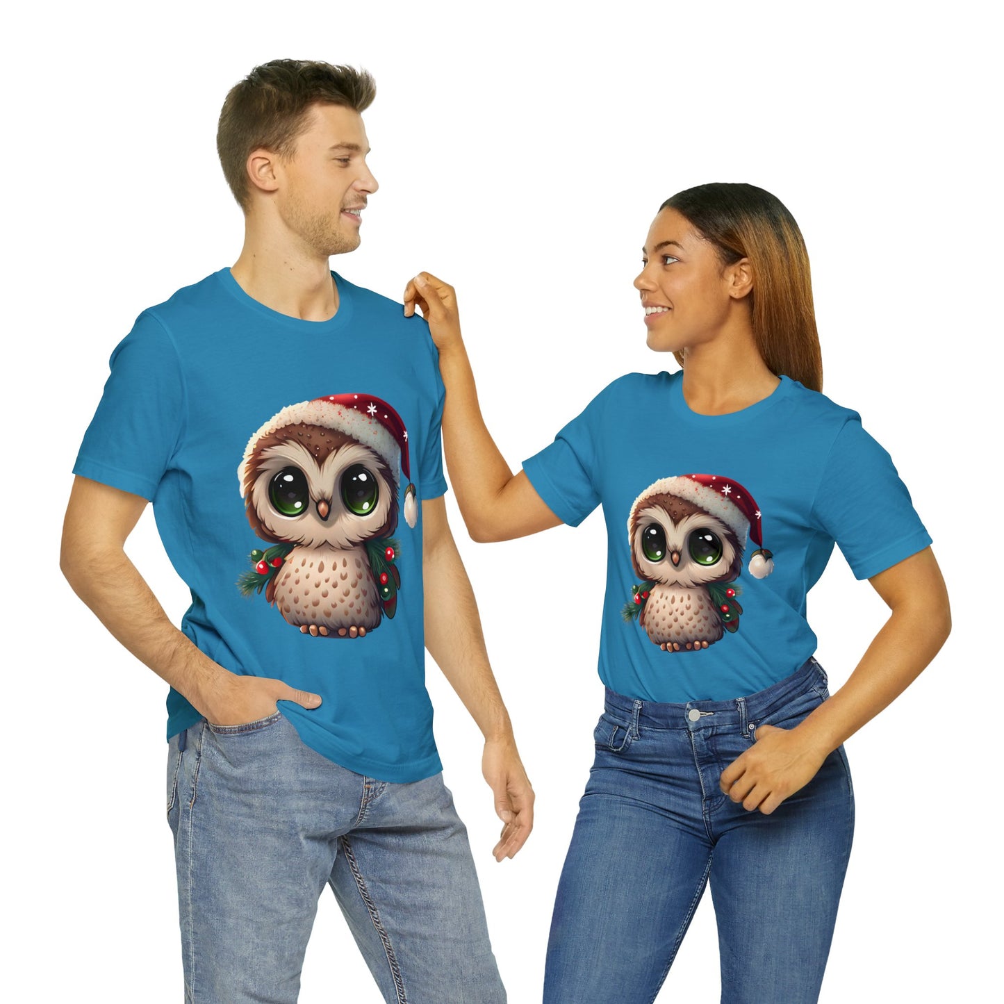 Hibou de Noël, T-shirt à manches courtes, tee-shirt classique pour hommes, coton doux, ajustement confortable, qualité supérieure, design amélioré, tissu léger 