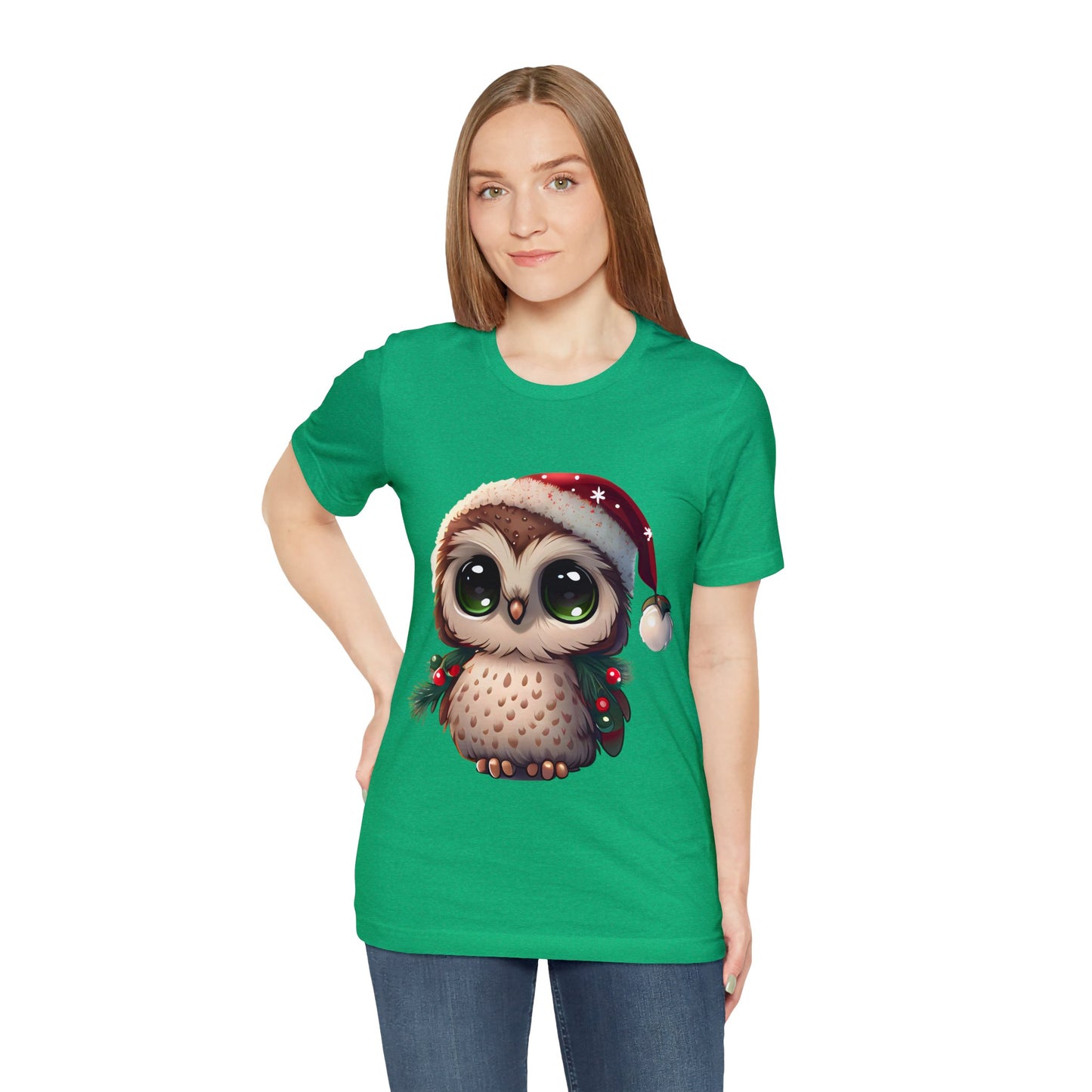 Hibou de Noël, T-shirt à manches courtes, tee-shirt classique pour hommes, coton doux, ajustement confortable, qualité supérieure, design amélioré, tissu léger 