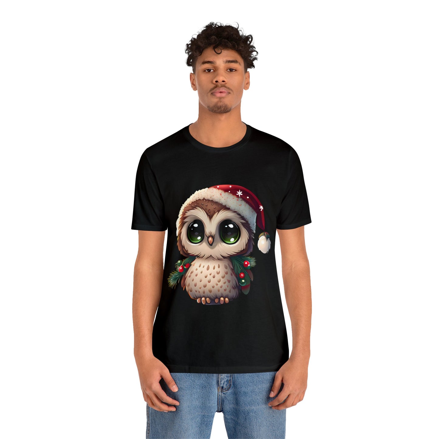 Hibou de Noël, T-shirt à manches courtes, tee-shirt classique pour hommes, coton doux, ajustement confortable, qualité supérieure, design amélioré, tissu léger 