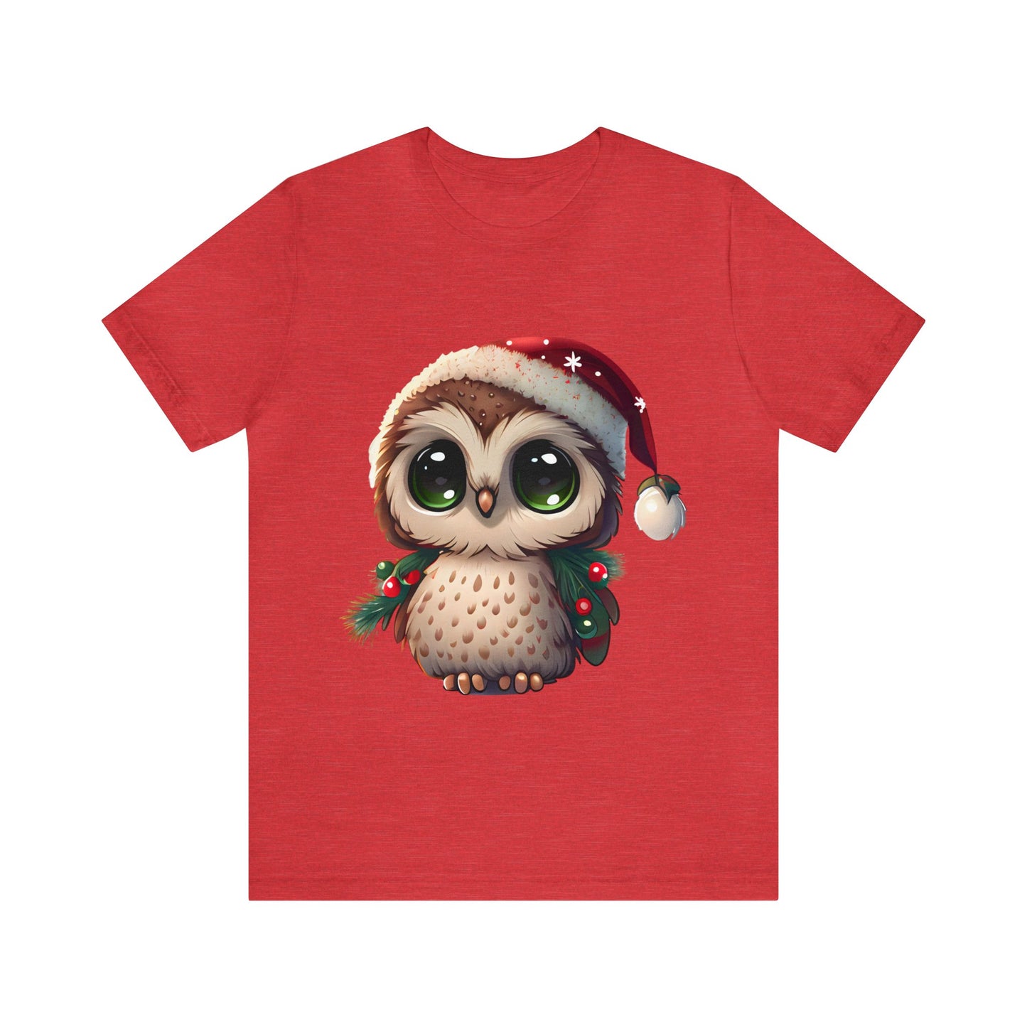 Christmas Owl, Short Sleeve T-Shirt, Men classic tee, Soft cotton, Comfortable Fit, Premium Quality, Enhanced Design, Lightweight Fabric