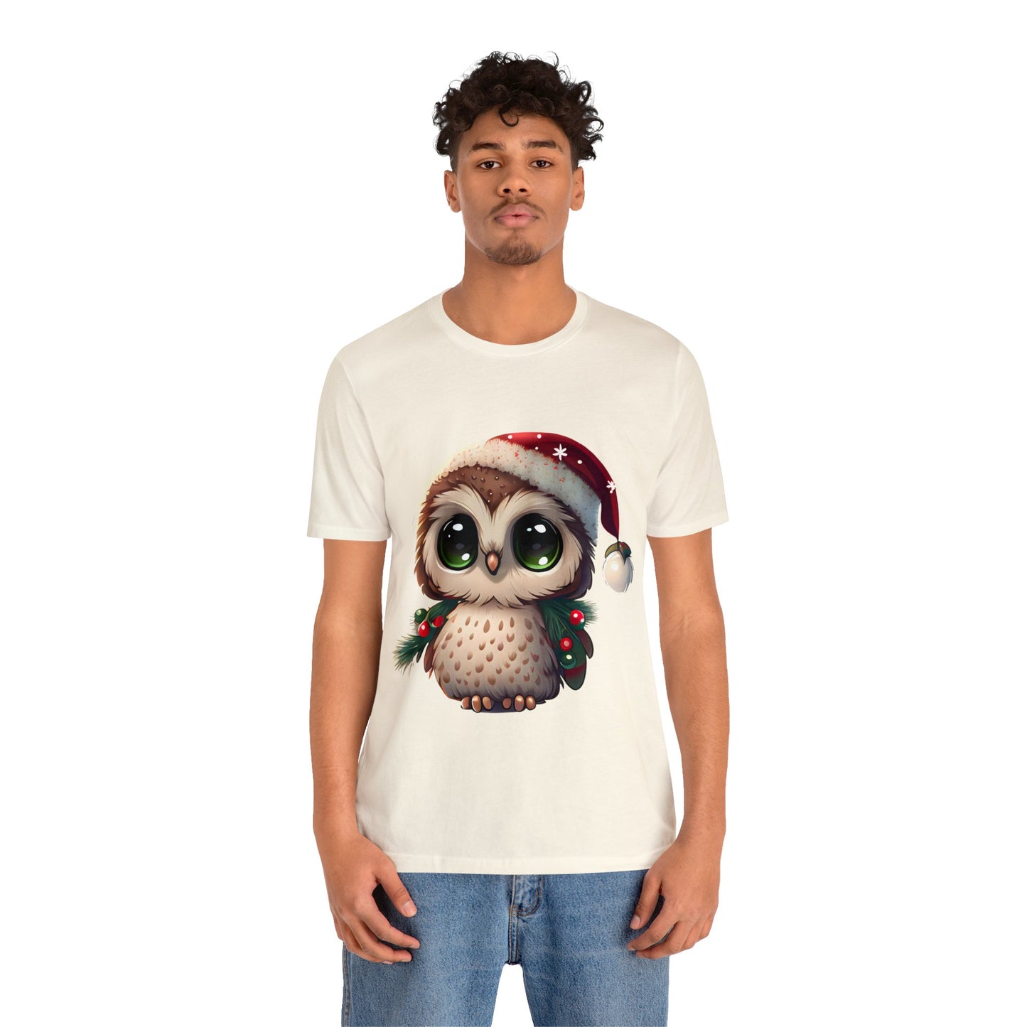 Christmas Owl, Short Sleeve T-Shirt, Men classic tee, Soft cotton, Comfortable Fit, Premium Quality, Enhanced Design, Lightweight Fabric