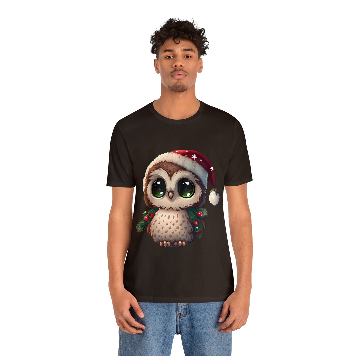 Hibou de Noël, T-shirt à manches courtes, tee-shirt classique pour hommes, coton doux, ajustement confortable, qualité supérieure, design amélioré, tissu léger 