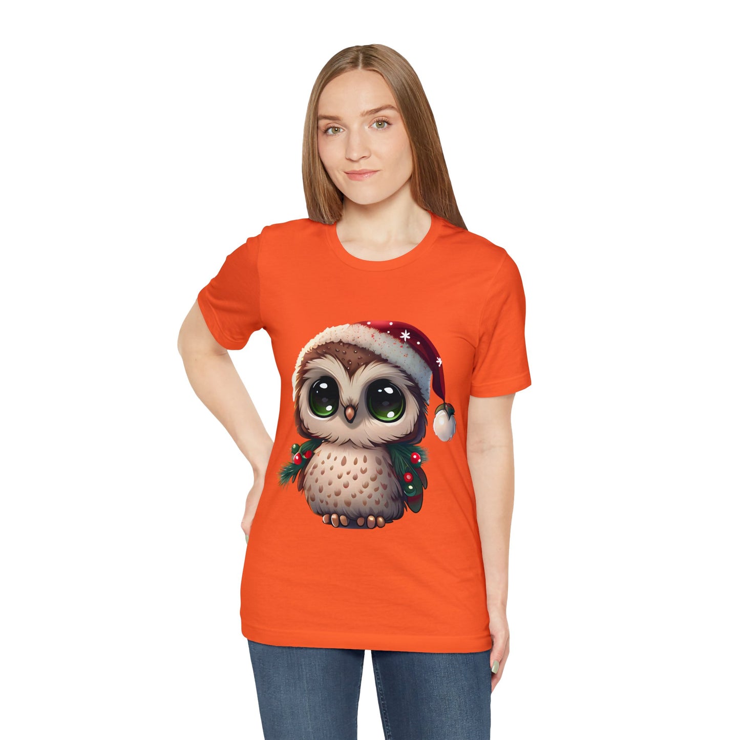 Hibou de Noël, T-shirt à manches courtes, tee-shirt classique pour hommes, coton doux, ajustement confortable, qualité supérieure, design amélioré, tissu léger 