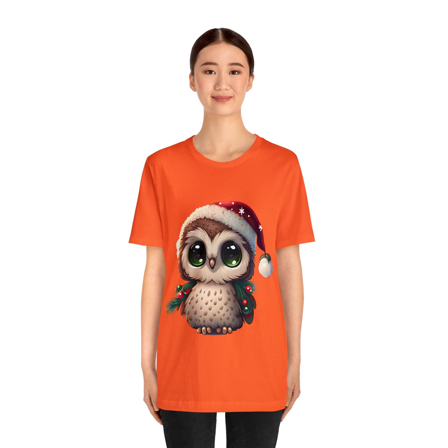 Hibou de Noël, T-shirt à manches courtes, tee-shirt classique pour hommes, coton doux, ajustement confortable, qualité supérieure, design amélioré, tissu léger 