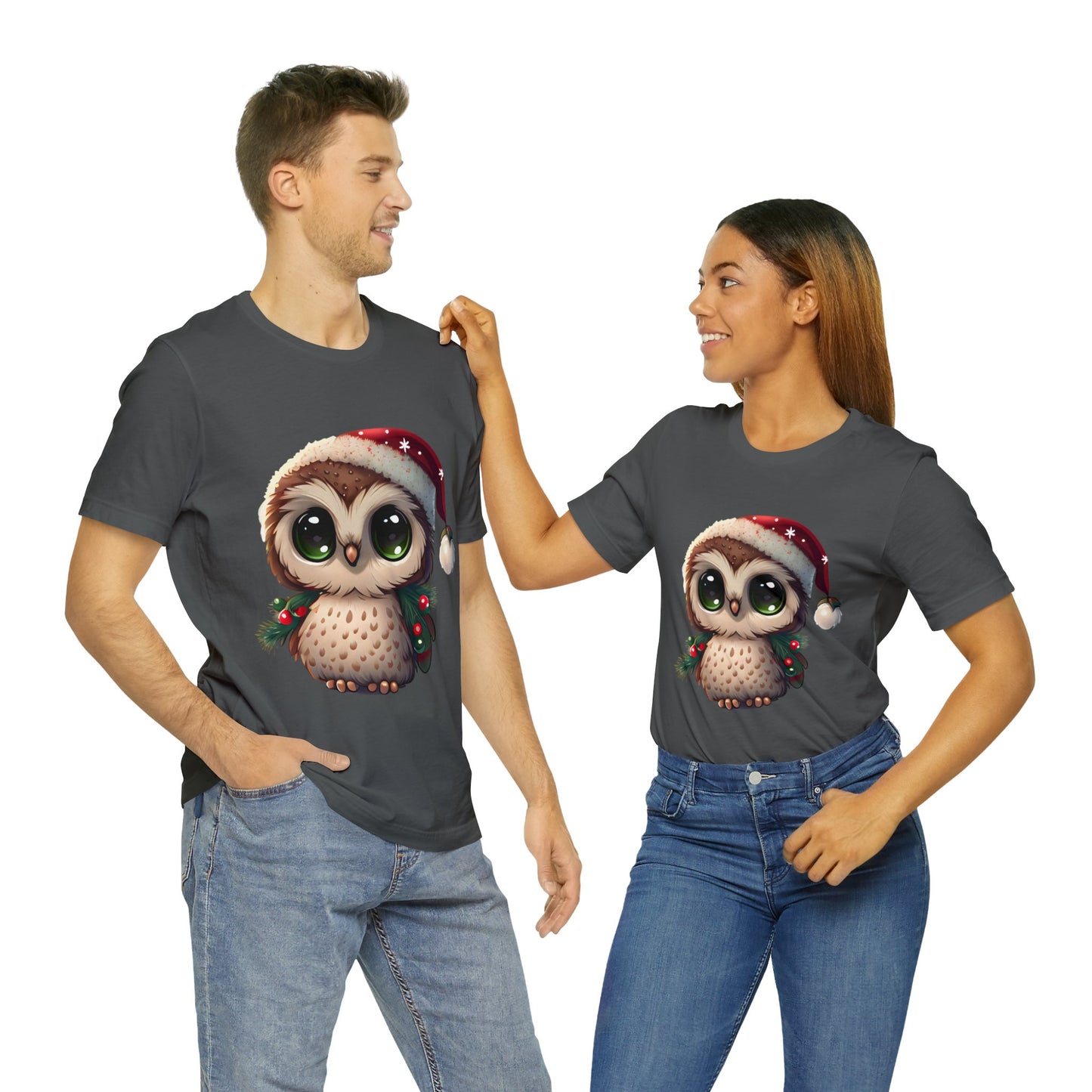 Hibou de Noël, T-shirt à manches courtes, tee-shirt classique pour hommes, coton doux, ajustement confortable, qualité supérieure, design amélioré, tissu léger 