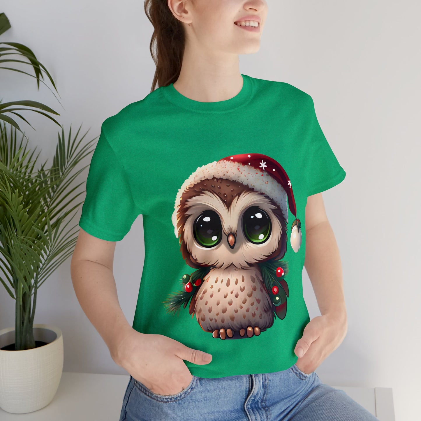 Hibou de Noël, T-shirt à manches courtes, tee-shirt classique pour hommes, coton doux, ajustement confortable, qualité supérieure, design amélioré, tissu léger 