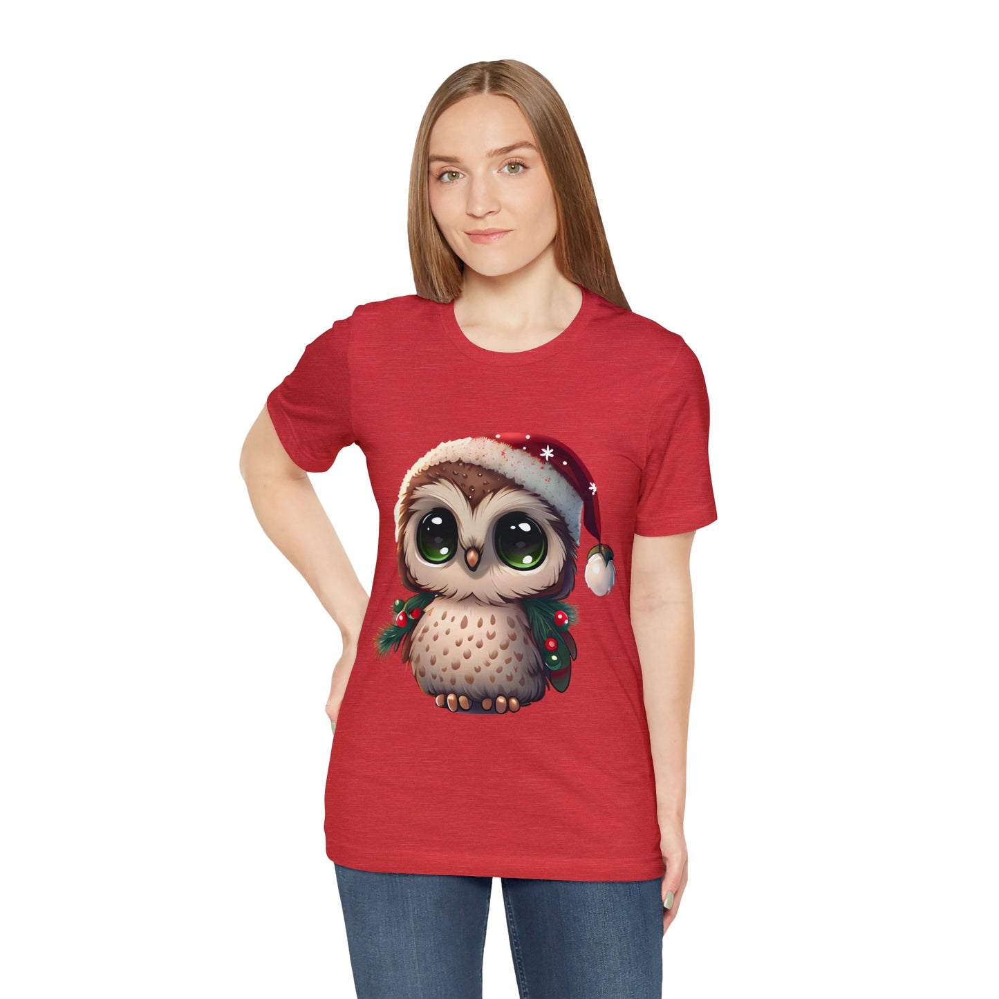 Hibou de Noël, T-shirt à manches courtes, tee-shirt classique pour hommes, coton doux, ajustement confortable, qualité supérieure, design amélioré, tissu léger 