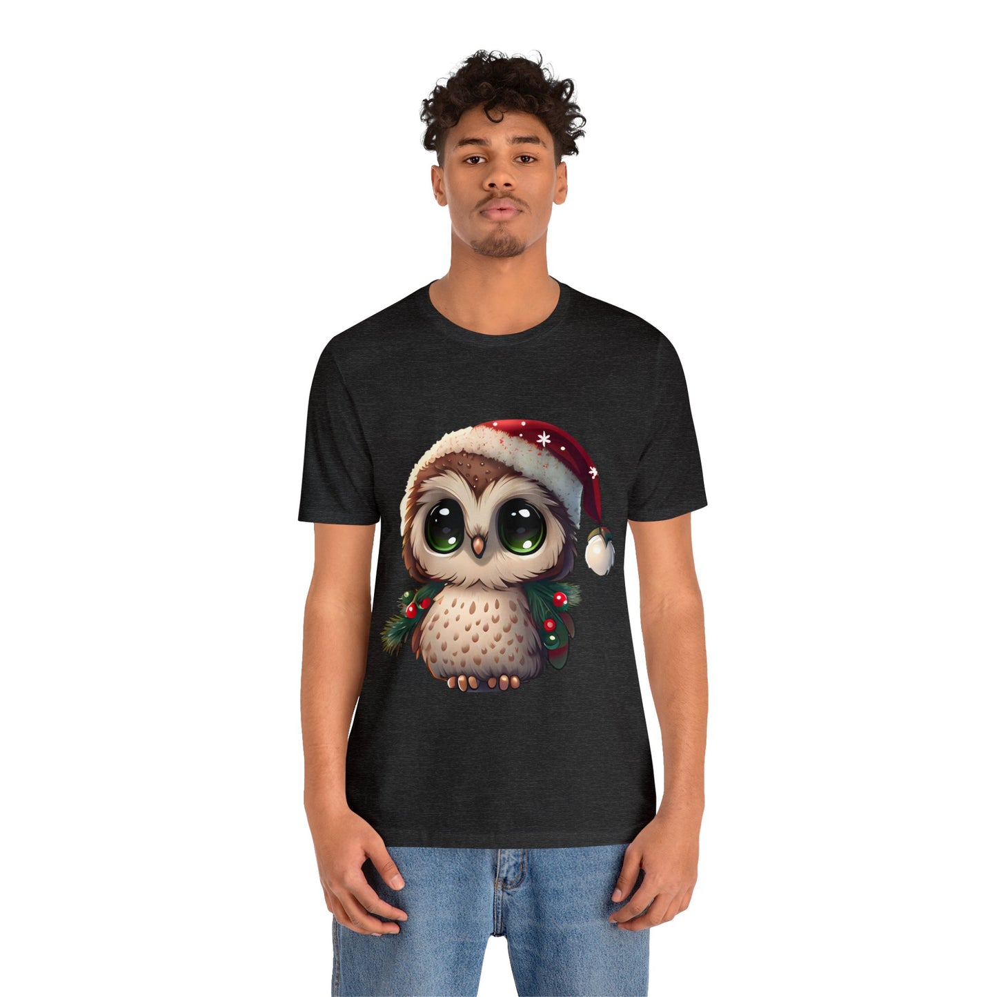 Christmas Owl, Short Sleeve T-Shirt, Men classic tee, Soft cotton, Comfortable Fit, Premium Quality, Enhanced Design, Lightweight Fabric