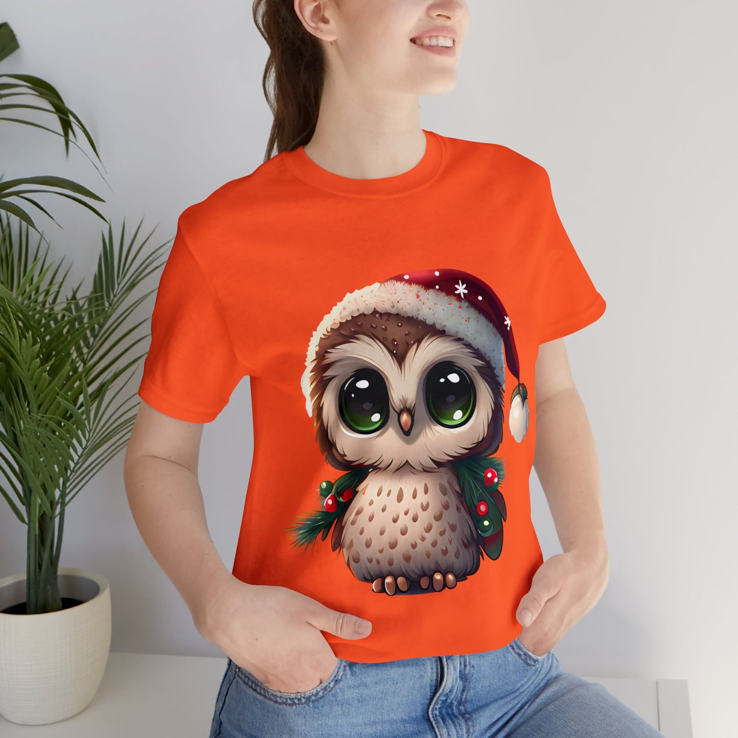 Weihnachtseule, Kurzarm-T-Shirt, klassisches Herren-T-Shirt, weiche Baumwolle, bequeme Passform, Premium-Qualität, verbessertes Design, leichter Stoff 