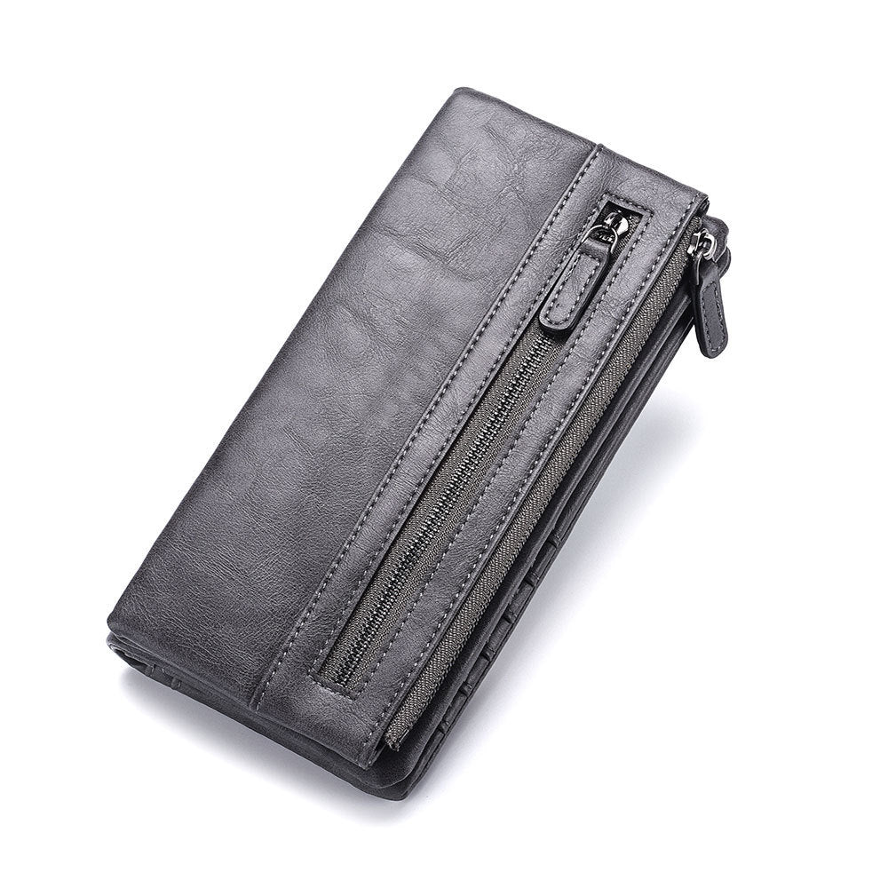 Men's Long Wallet Zipper Wallet Trendy Youth Soft Wallet