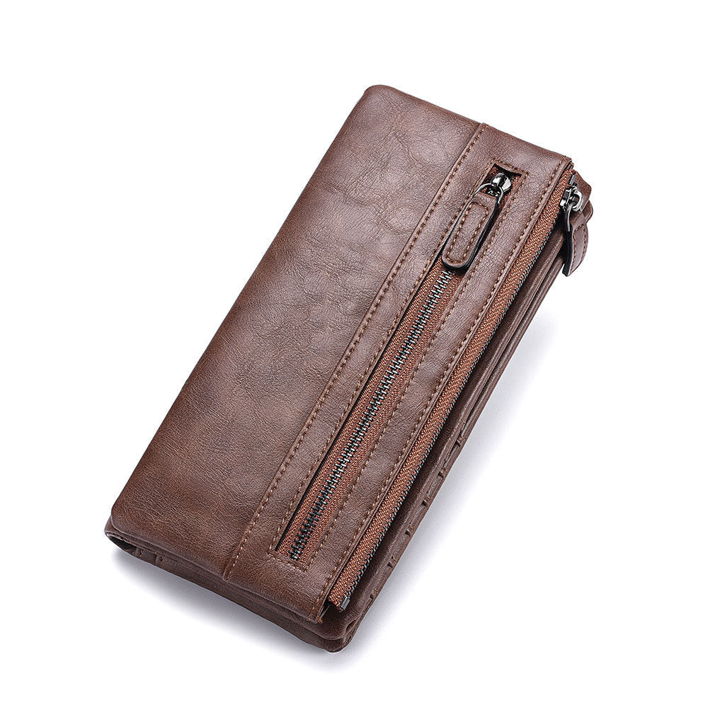 Men's Long Wallet Zipper Wallet Trendy Youth Soft Wallet