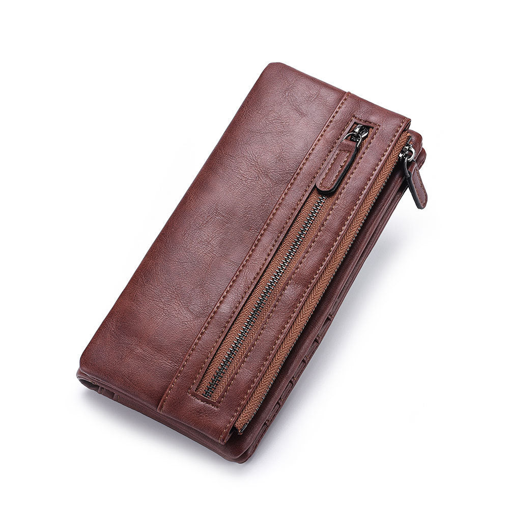 Men's Long Wallet Zipper Wallet Trendy Youth Soft Wallet