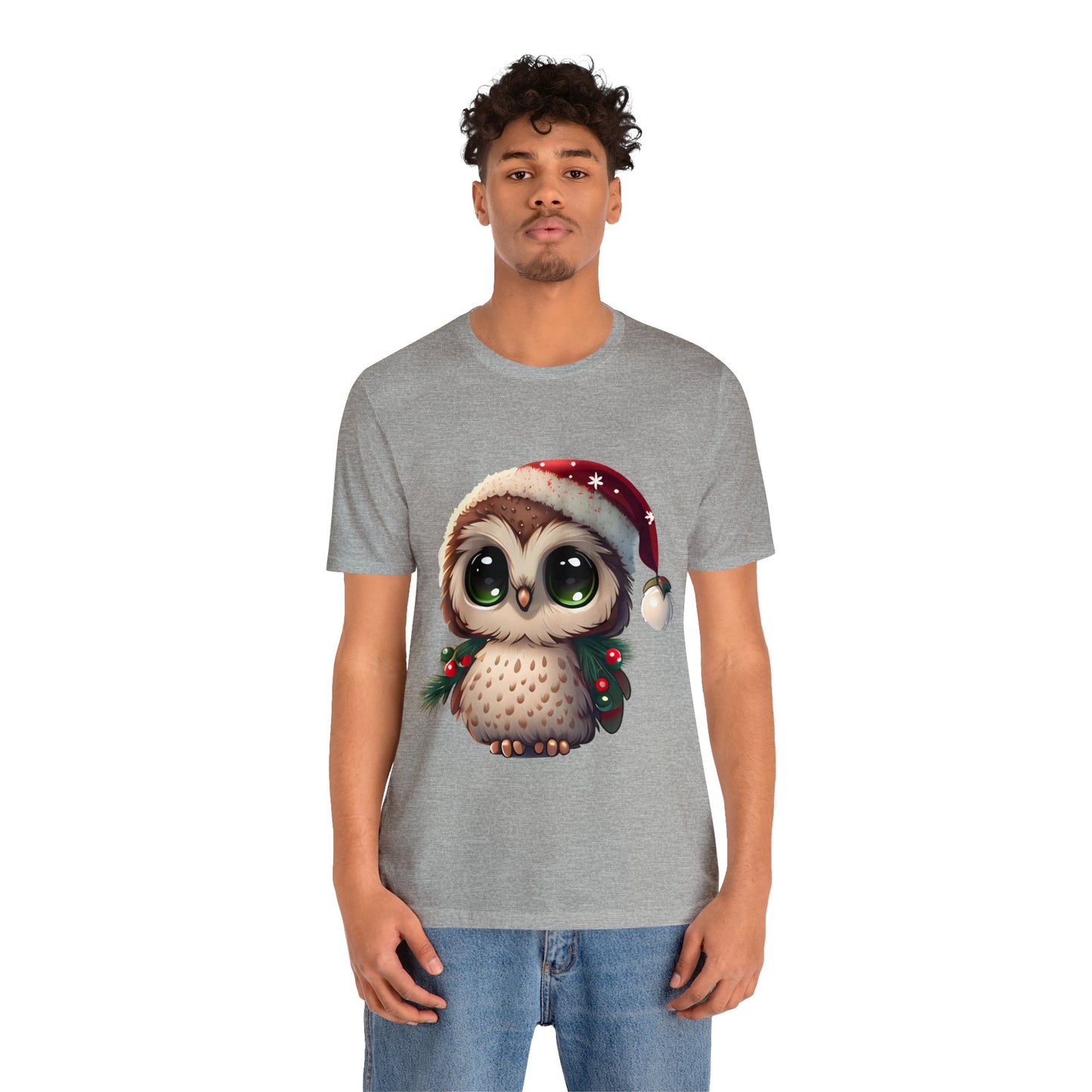 Hibou de Noël, T-shirt à manches courtes, tee-shirt classique pour hommes, coton doux, ajustement confortable, qualité supérieure, design amélioré, tissu léger 