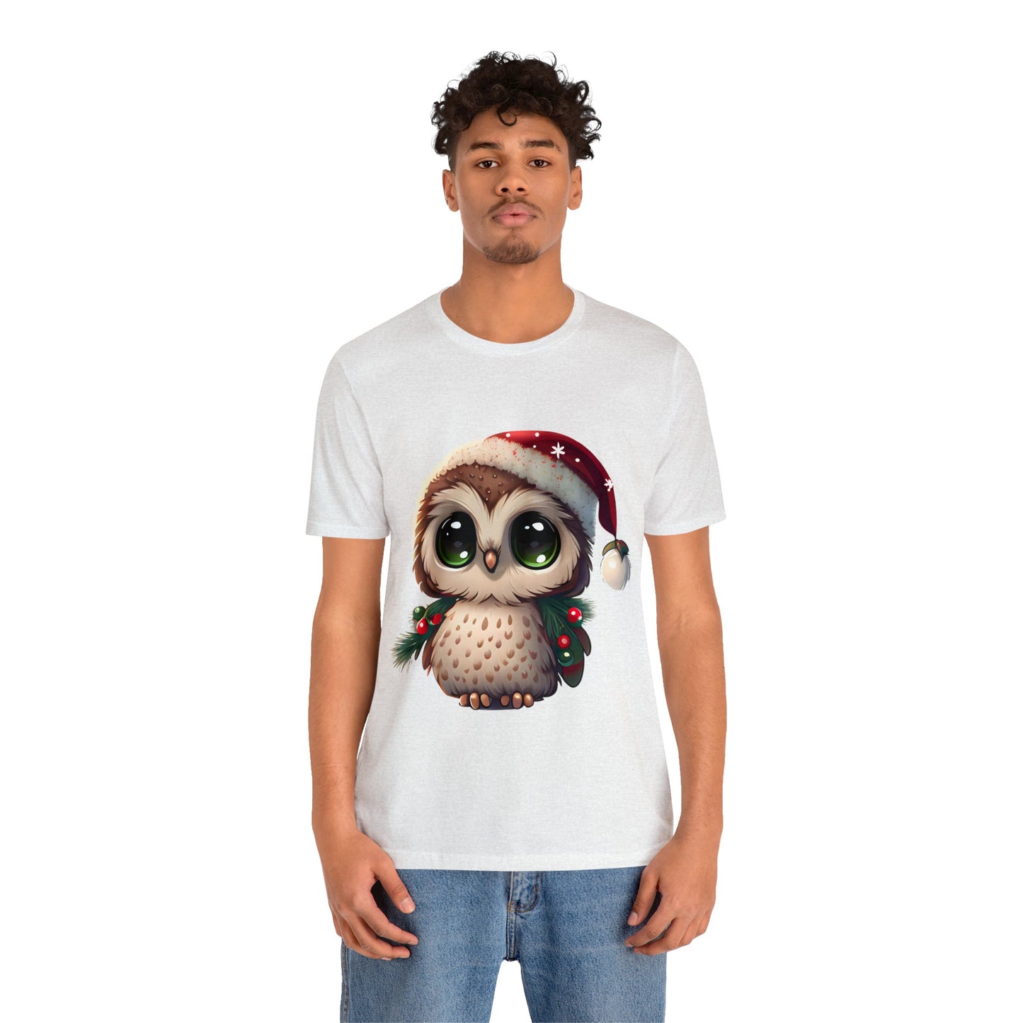 Hibou de Noël, T-shirt à manches courtes, tee-shirt classique pour hommes, coton doux, ajustement confortable, qualité supérieure, design amélioré, tissu léger 