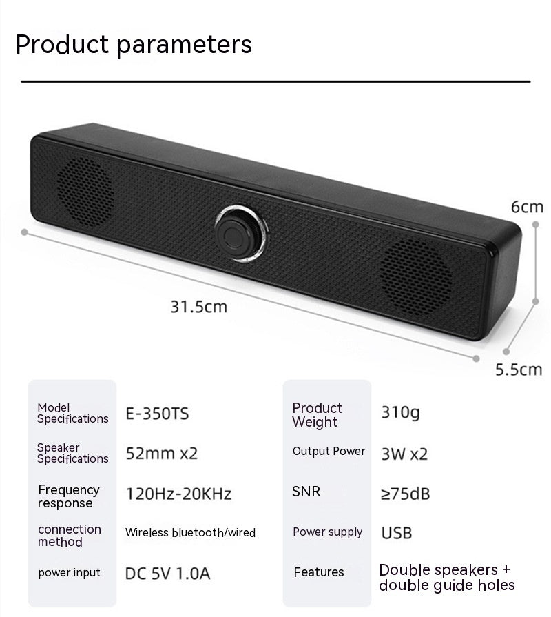 Strip Loudspeaker Home Desktop Computer Wired Speaker Mobile Phone Notebook Bluetooth Audio