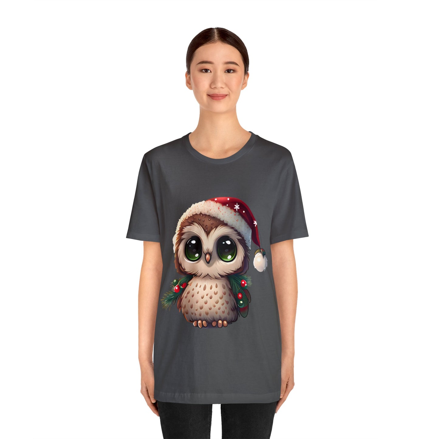 Hibou de Noël, T-shirt à manches courtes, tee-shirt classique pour hommes, coton doux, ajustement confortable, qualité supérieure, design amélioré, tissu léger 