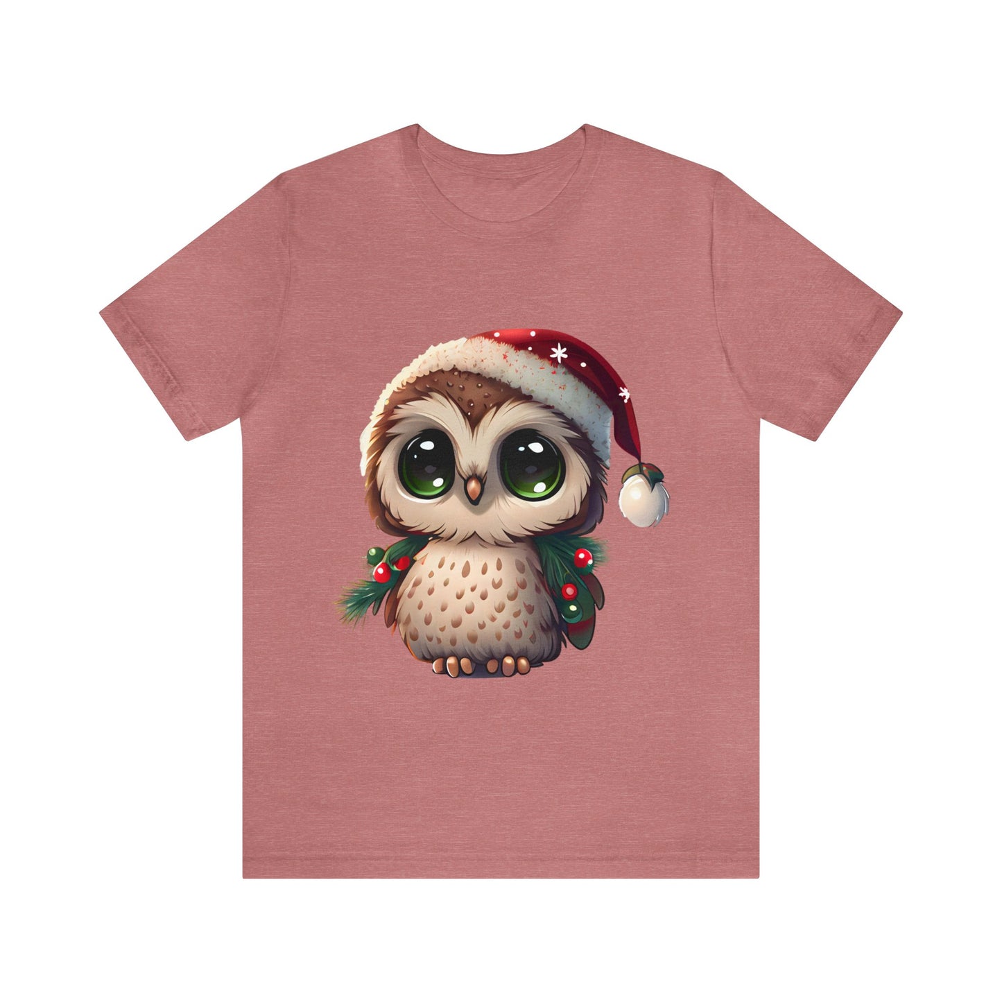 Christmas Owl, Short Sleeve T-Shirt, Men classic tee, Soft cotton, Comfortable Fit, Premium Quality, Enhanced Design, Lightweight Fabric