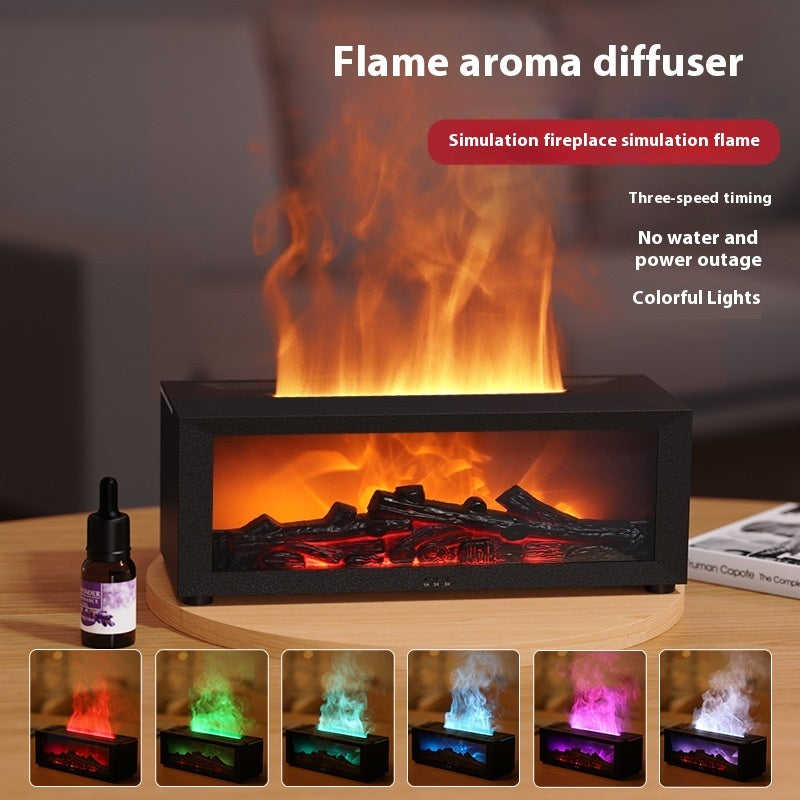 Flame Aromatherapy Machine Colorful Essential Oil Diffuser Home Large Fog Volume Flame Humidifier 3D Flame Fireplace Machine