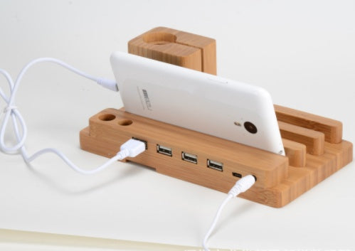 Compatible with Apple, Bamboo, wood and Mobile apple watch bracket charging wooden bracket multi-function flat cell phone base