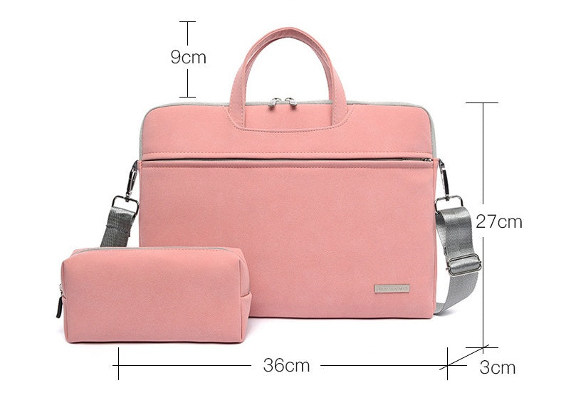 Leather Women Laptop Bag Notebook Carrying Case Briefcase For Macbook Air 13.3 14 15.6 Inch Men Handbags Shoulder Mouse Bag