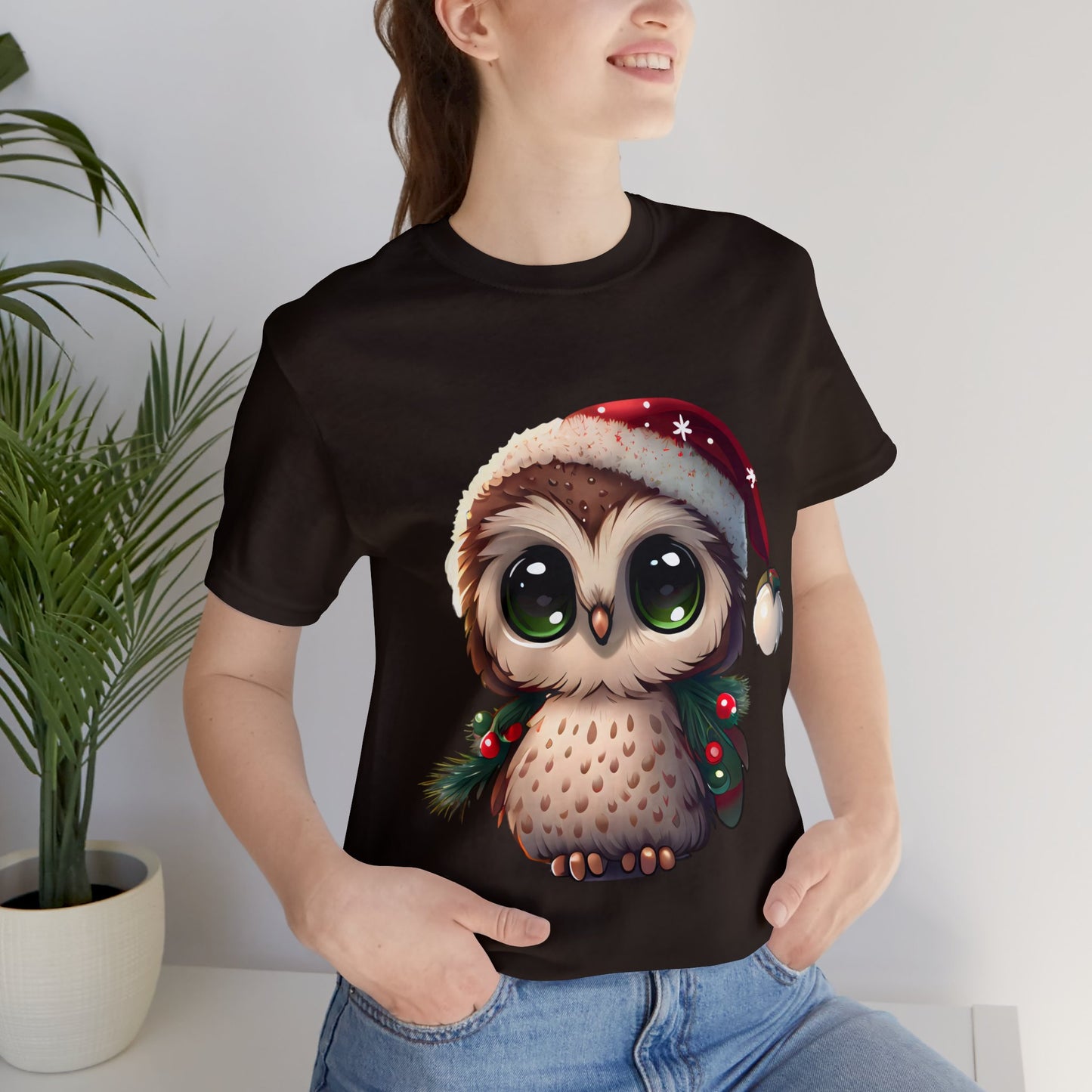 Hibou de Noël, T-shirt à manches courtes, tee-shirt classique pour hommes, coton doux, ajustement confortable, qualité supérieure, design amélioré, tissu léger 