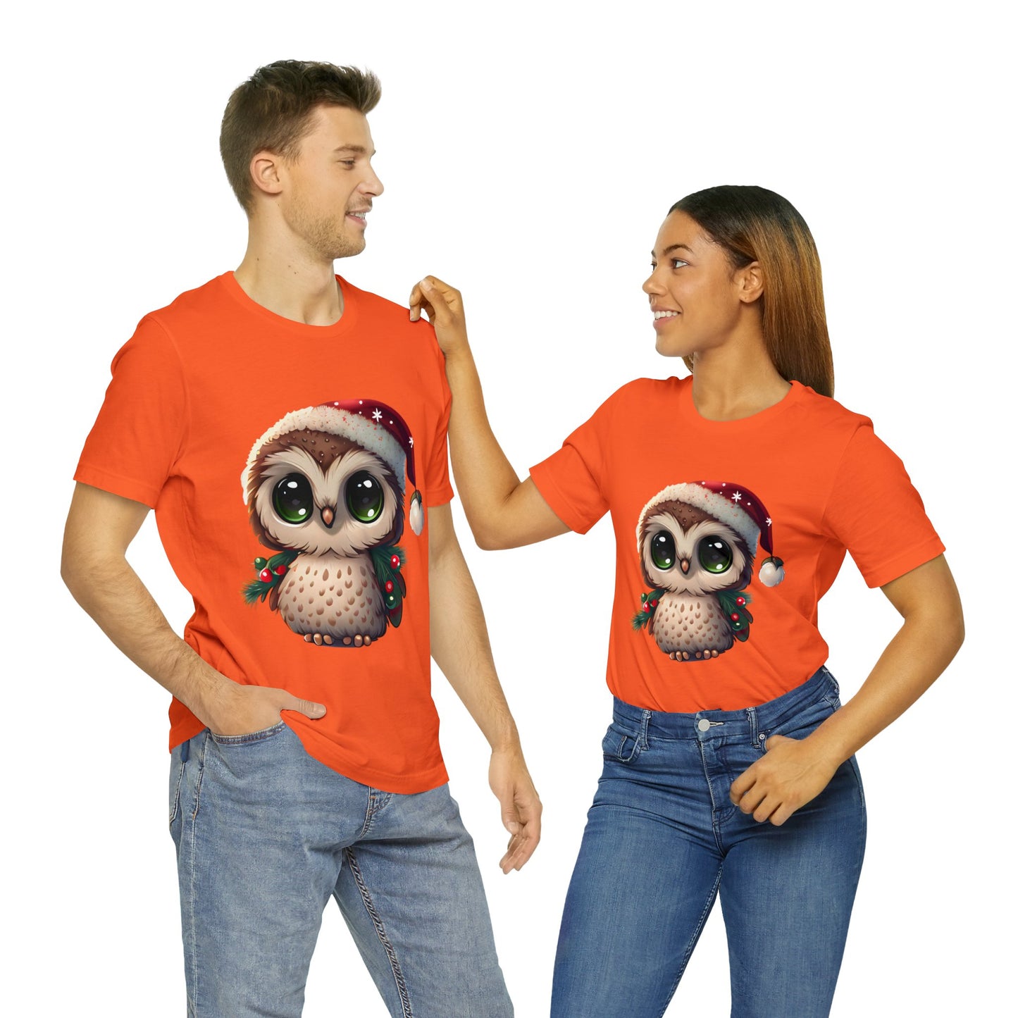 Hibou de Noël, T-shirt à manches courtes, tee-shirt classique pour hommes, coton doux, ajustement confortable, qualité supérieure, design amélioré, tissu léger 