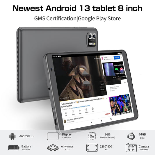 8-inch, 8-core, Tablet PC, Android 13, 4+4GB/64GB, 5000mAh battery