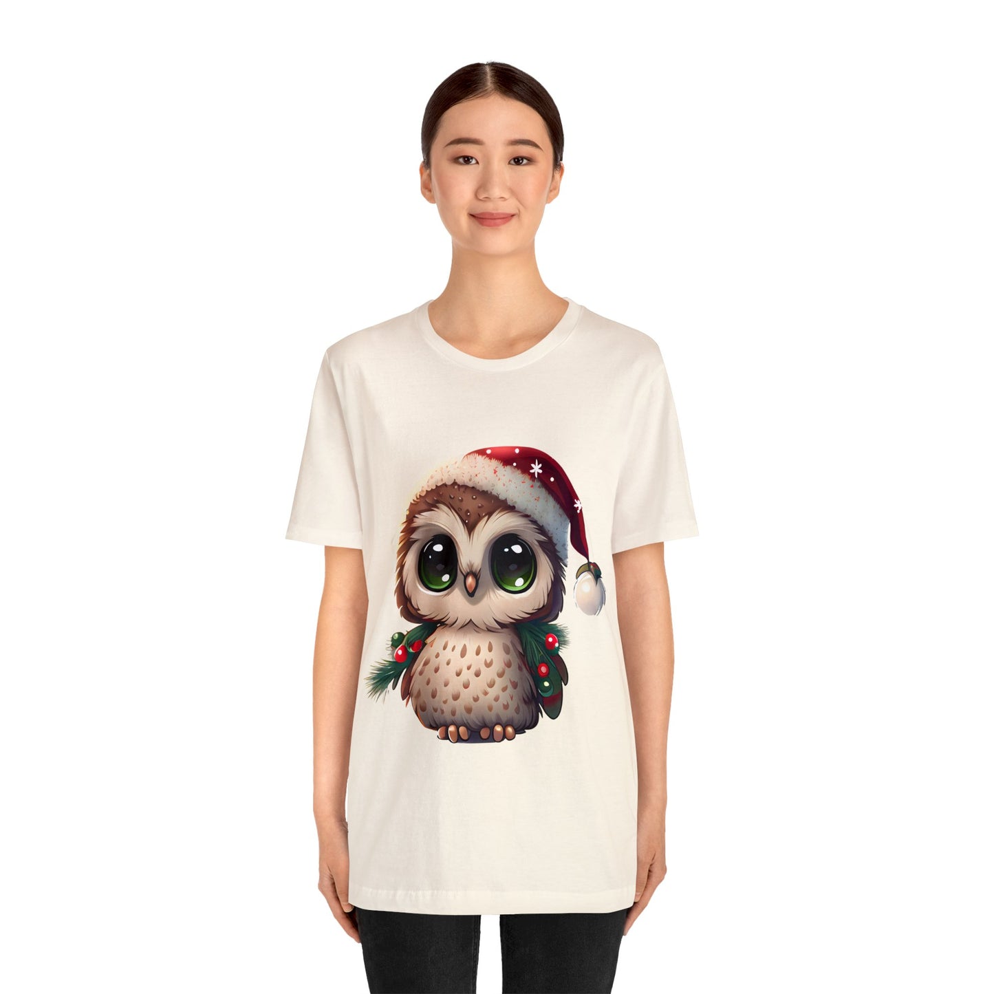 Christmas Owl, Short Sleeve T-Shirt, Men classic tee, Soft cotton, Comfortable Fit, Premium Quality, Enhanced Design, Lightweight Fabric