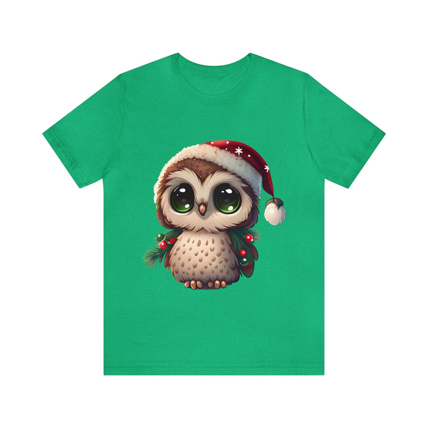 Hibou de Noël, T-shirt à manches courtes, tee-shirt classique pour hommes, coton doux, ajustement confortable, qualité supérieure, design amélioré, tissu léger 