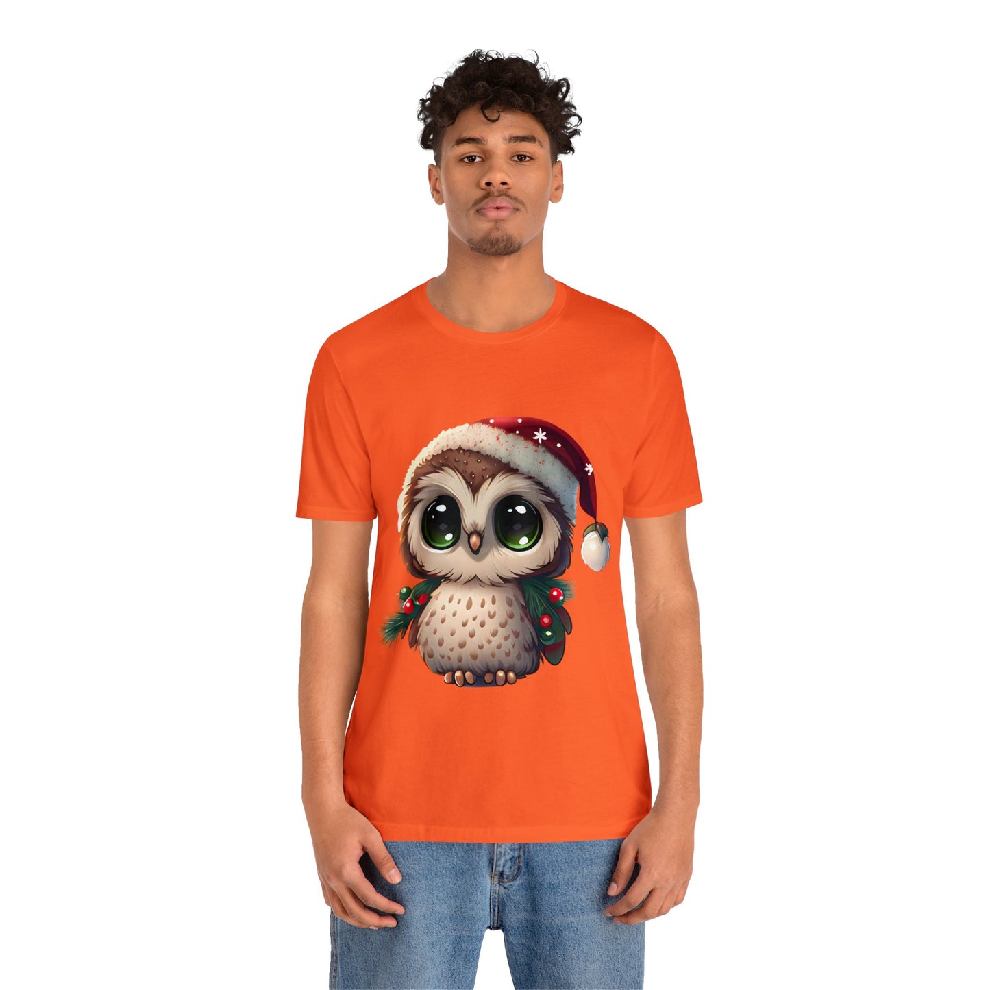 Hibou de Noël, T-shirt à manches courtes, tee-shirt classique pour hommes, coton doux, ajustement confortable, qualité supérieure, design amélioré, tissu léger 