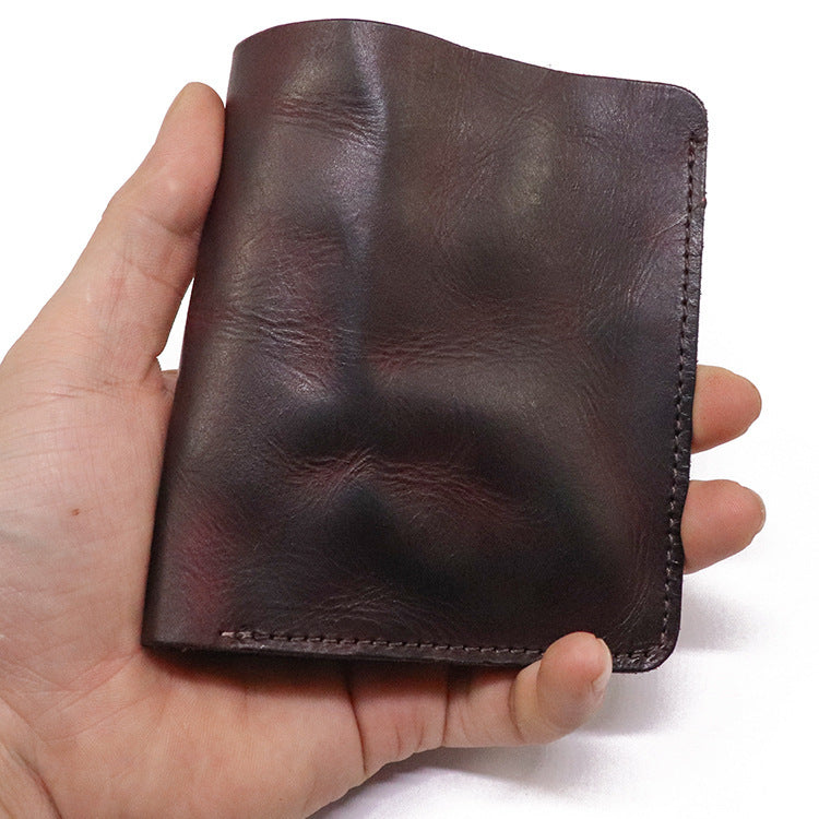 First Layer Cowhide Multiple Card Slots Skeleton-skin Vertical Mini Wallet