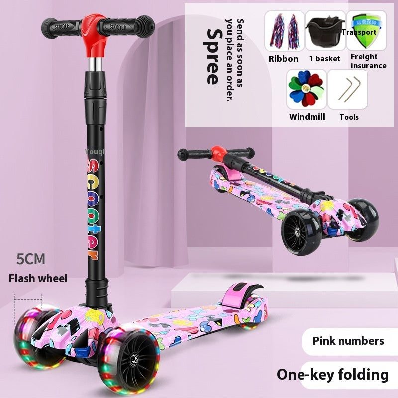 Scooter Children Walker Car 2-12 Years Old Children Flashing Wheel