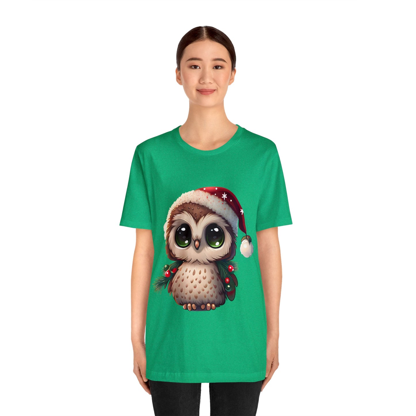 Christmas Owl, Short Sleeve T-Shirt, Men classic tee, Soft cotton, Comfortable Fit, Premium Quality, Enhanced Design, Lightweight Fabric