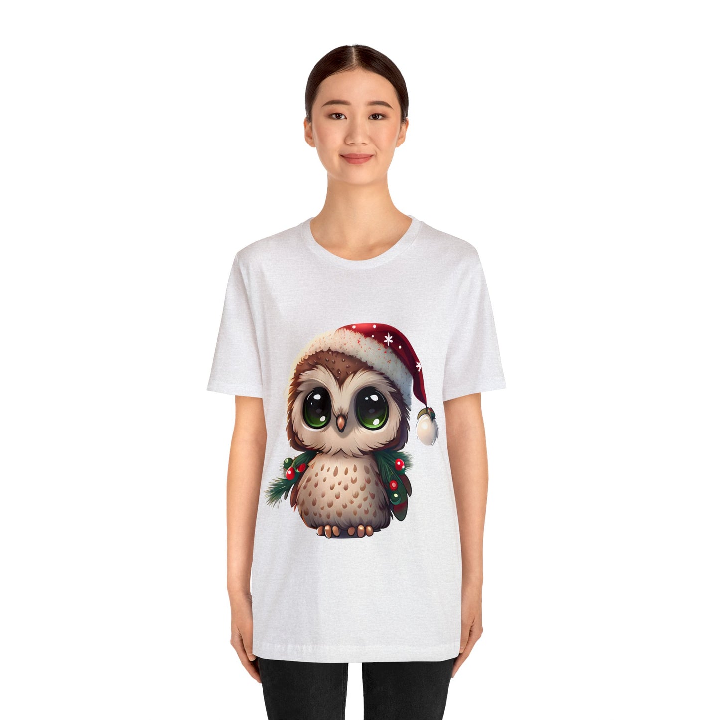 Hibou de Noël, T-shirt à manches courtes, tee-shirt classique pour hommes, coton doux, ajustement confortable, qualité supérieure, design amélioré, tissu léger 