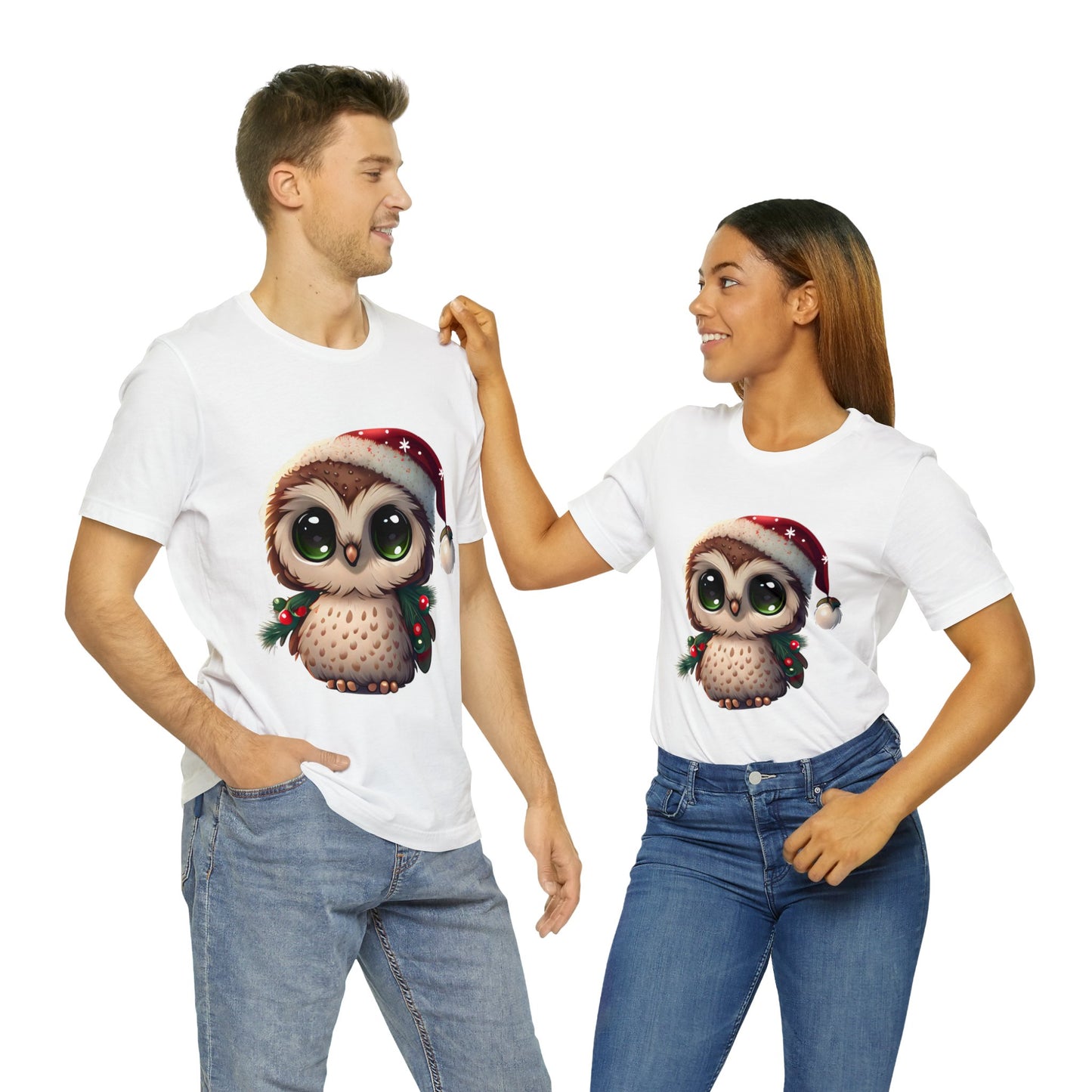 Christmas Owl, Short Sleeve T-Shirt, Men classic tee, Soft cotton, Comfortable Fit, Premium Quality, Enhanced Design, Lightweight Fabric