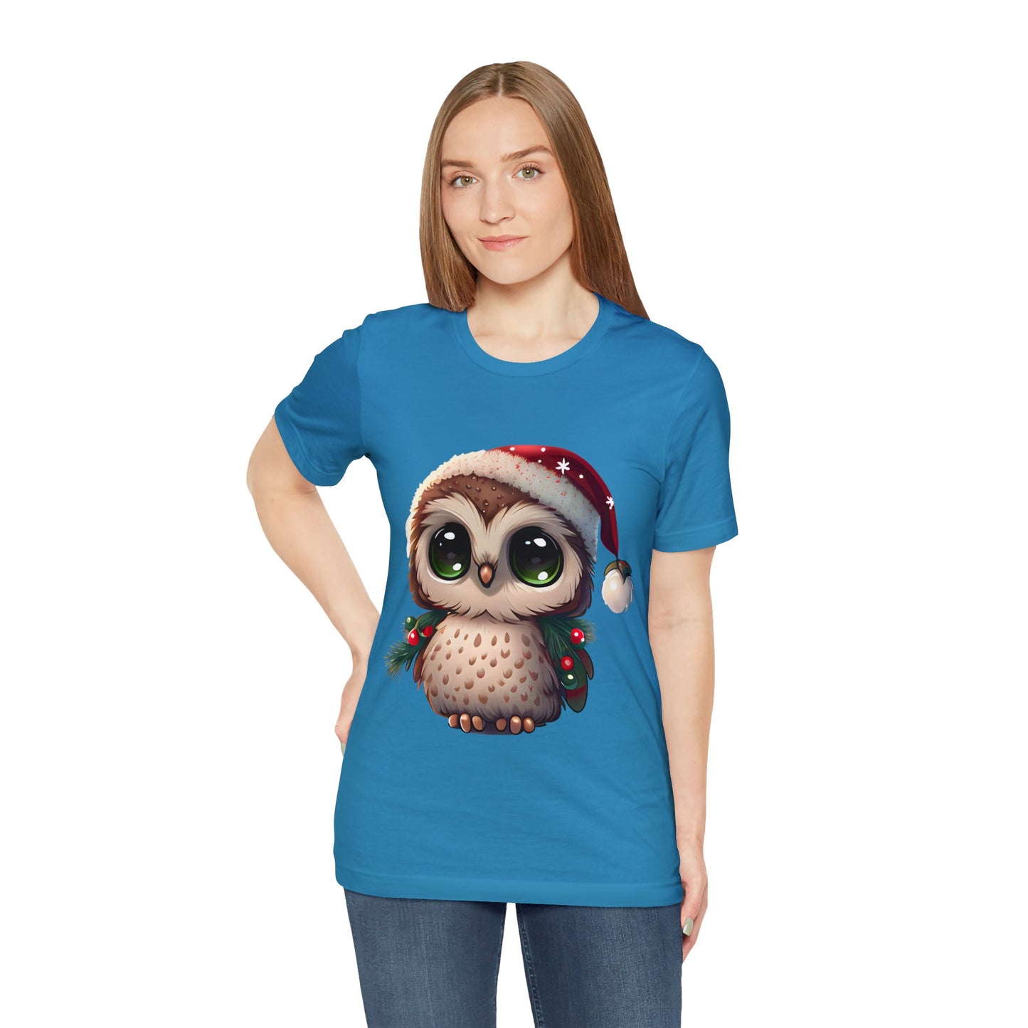 Hibou de Noël, T-shirt à manches courtes, tee-shirt classique pour hommes, coton doux, ajustement confortable, qualité supérieure, design amélioré, tissu léger 