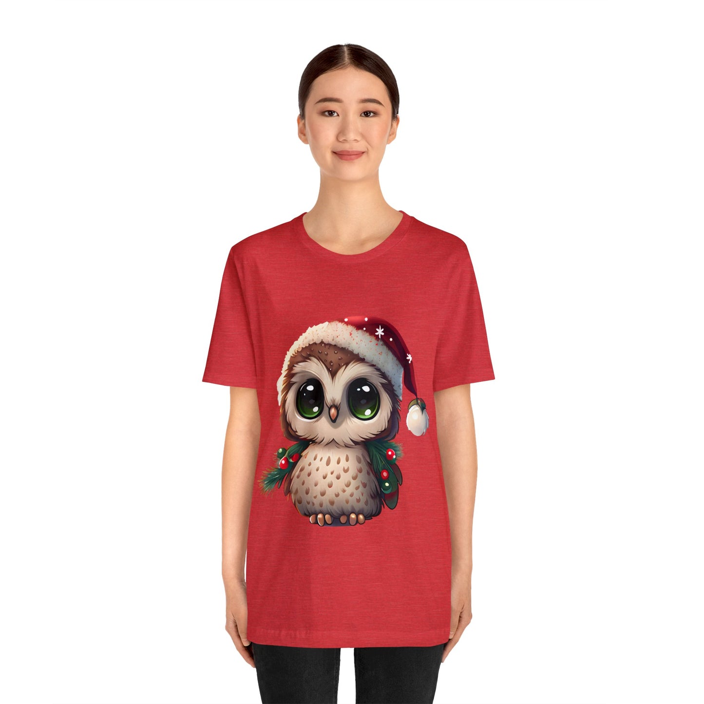 Hibou de Noël, T-shirt à manches courtes, tee-shirt classique pour hommes, coton doux, ajustement confortable, qualité supérieure, design amélioré, tissu léger 