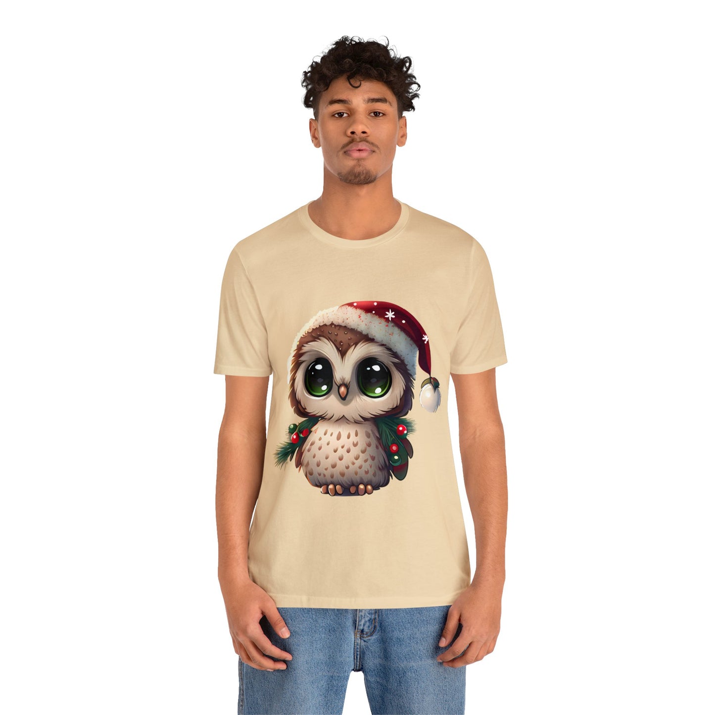 Hibou de Noël, T-shirt à manches courtes, tee-shirt classique pour hommes, coton doux, ajustement confortable, qualité supérieure, design amélioré, tissu léger 