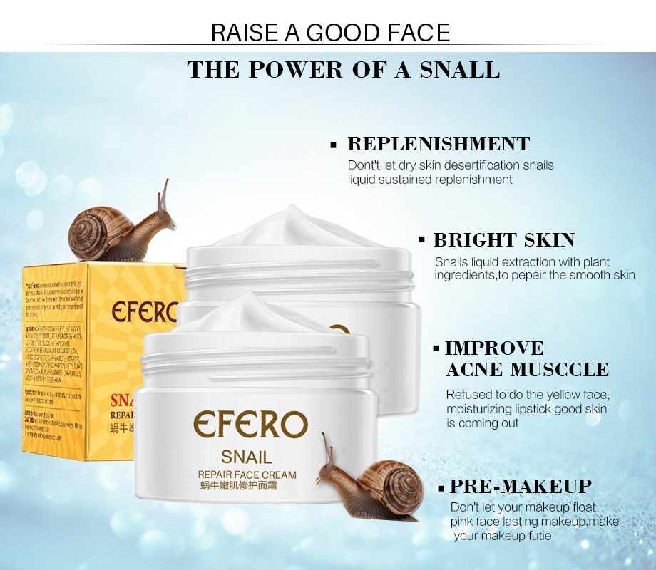 Crème visage rajeunissante à base d'escargot Crème hydratante et éclaircissante pour la peau qui rétrécit les pores