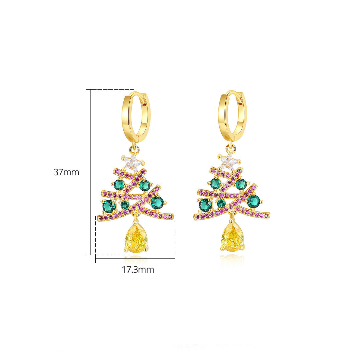 Christmas Tree Earrings With Colorful Rhinestones Fashion Personality Shining Earrings Gift For Women Jewelry