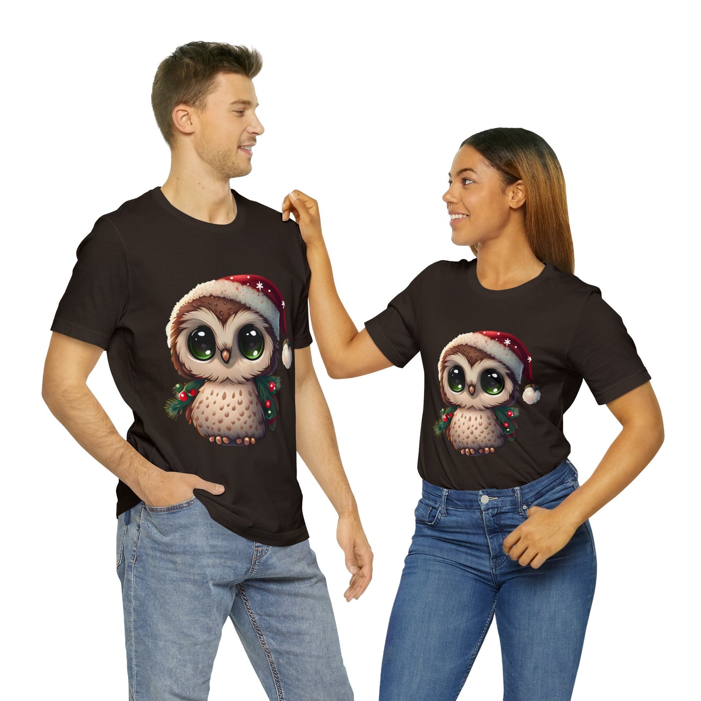 Weihnachtseule, Kurzarm-T-Shirt, klassisches Herren-T-Shirt, weiche Baumwolle, bequeme Passform, Premium-Qualität, verbessertes Design, leichter Stoff 