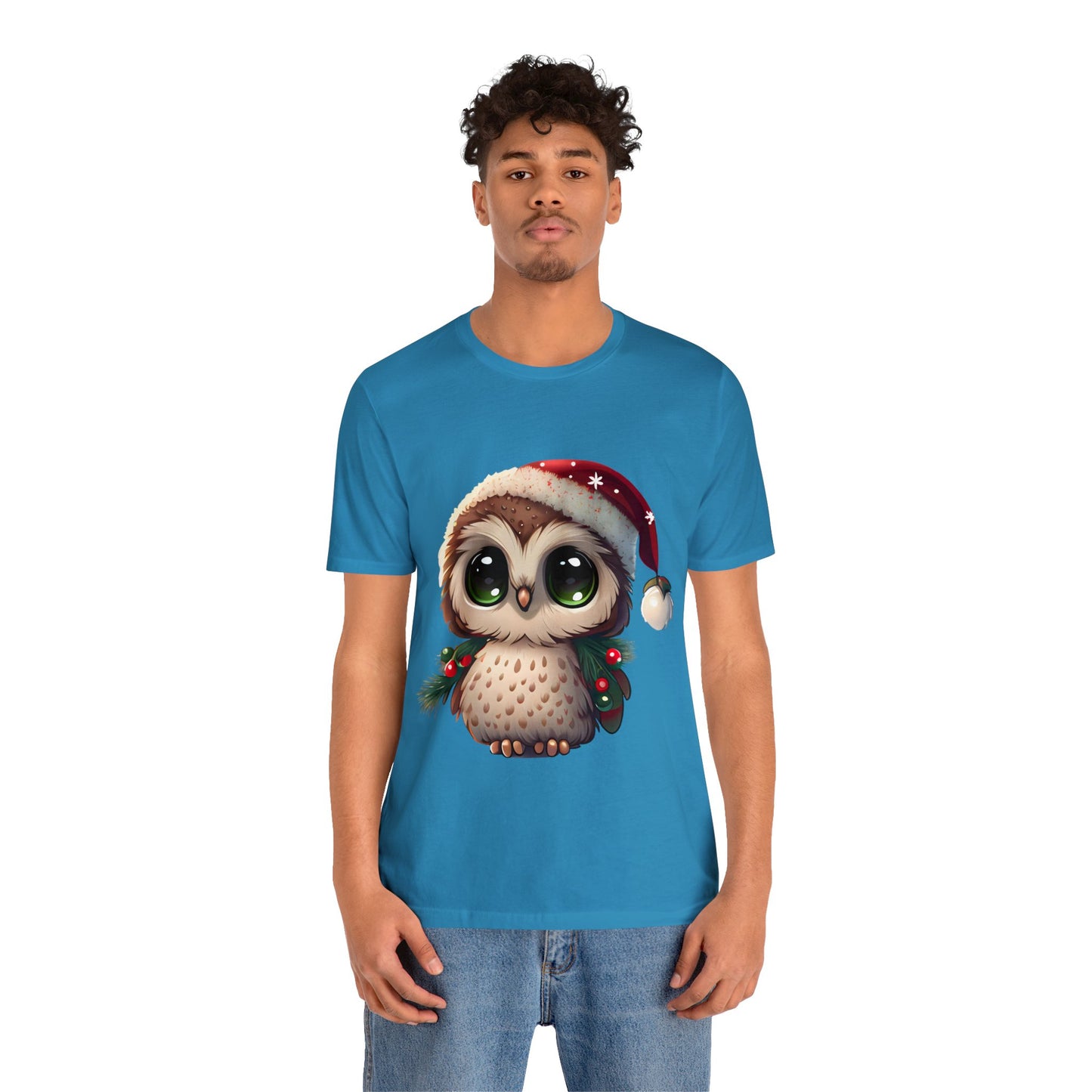 Hibou de Noël, T-shirt à manches courtes, tee-shirt classique pour hommes, coton doux, ajustement confortable, qualité supérieure, design amélioré, tissu léger 